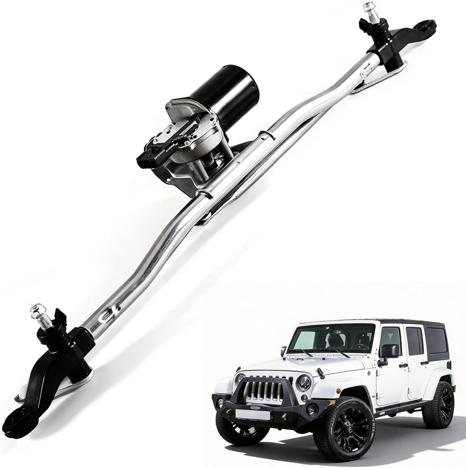 Front Windshield Wiper Motor and Linkage Assembly Compatible with Jeep Wrangler 2007-2018,Wrangler JK 2018 Replaces # 55077859AB 55077859AC 55077859AD 68002388AB