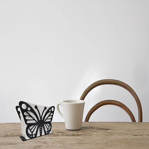 Miniatura 2 de Servilletero vertical negro para mesa, servilleta de cóctel de metal negro, dispensador de pañuelos moderno independiente, soporte de servilleta de