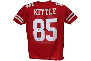 Authentic George Kittle Autographed/Signed Pro Style Red XL Jersey