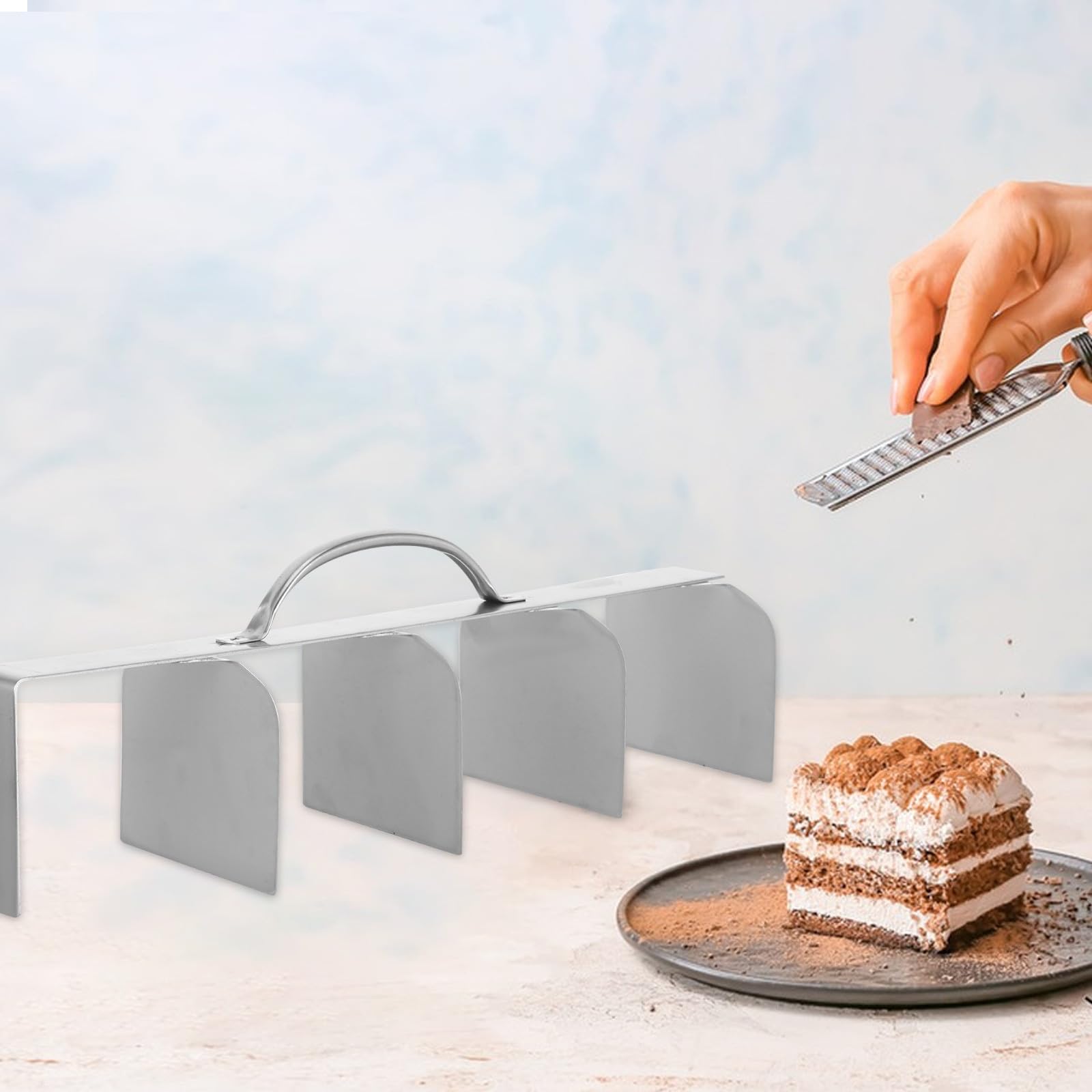 Coupe-gâteau Outil de Découpe de Gâteau Précis à 5 Parts Égales 40×9,5 Cm en Acier Inoxydable pour Tiramisu Ustensile de Pâtisserie Hygiénique pour Dessert et
