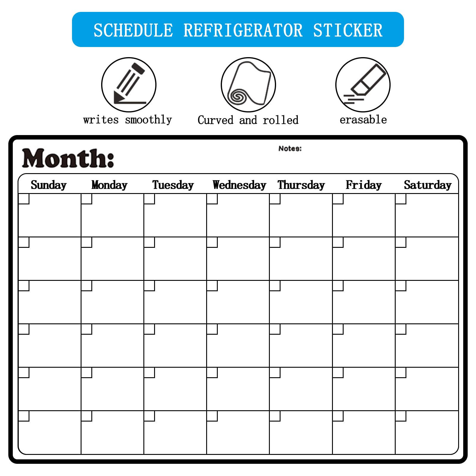 A3 Magnetic Monthly Planner for Fridge Monday to Sunday Reusable Dry Erase Monthly Planner Memo Whiteboard Calenda for Home Office to Do List (42x30cm) (with a Random Color Board Eraser) - Image 2