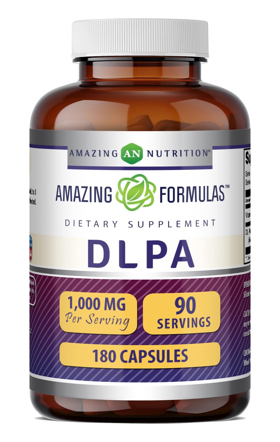Amazing Formulas DLPA Supplement | DL-Phenylalanine | 1000 Mg | Capsules | Gluten-Free | Made in USA (180 Count)