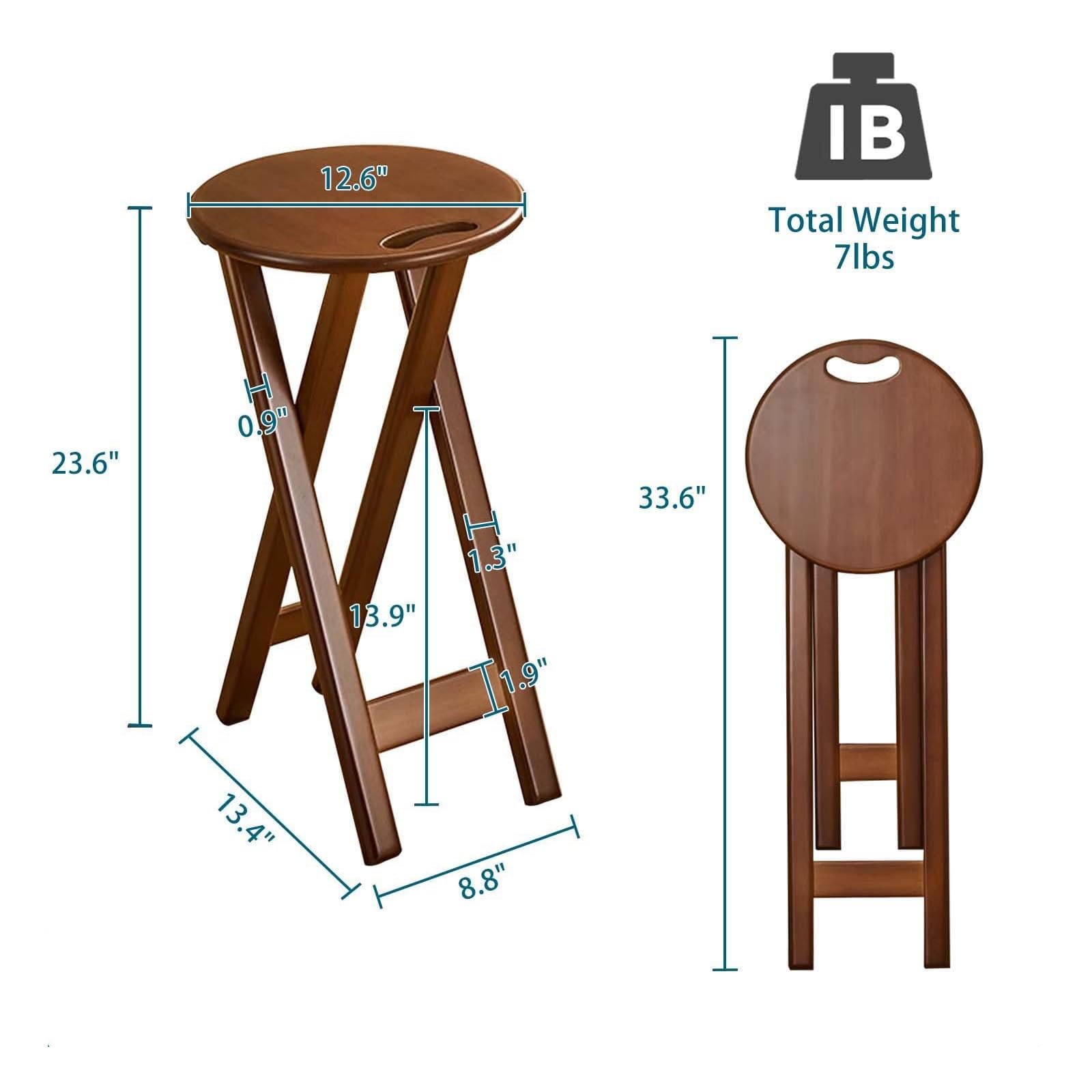 Sgabello da Bar Pieghevole Senza Schienale in bambù, Sgabello Pieghevole Portatile Altezza Banco, Sgabello da Cucina Leggero con Maniglia, per Tavolo Alto, Isola da Cucina, Bancone Bar(2pcs)