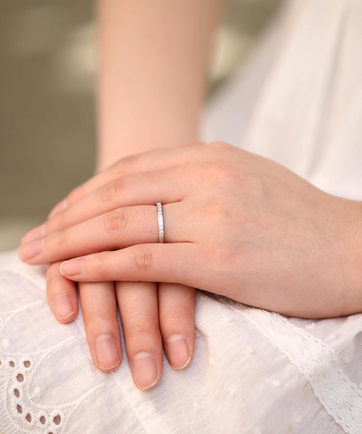 TIGRADE 2mm Women Titanium Eternity Ring Cubic Zirconia Anniversary Wedding Engagement Band Size 3-13.5 - Image 5