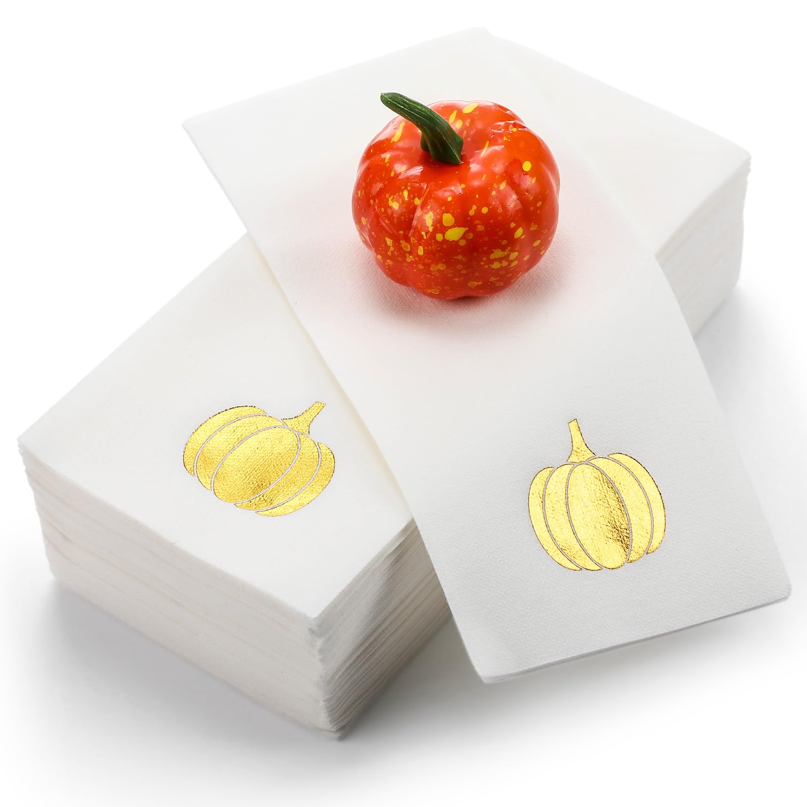 100 Pcs Thanksgiving Pumpkin Linen Paper Napkins Disposable Hand Towels