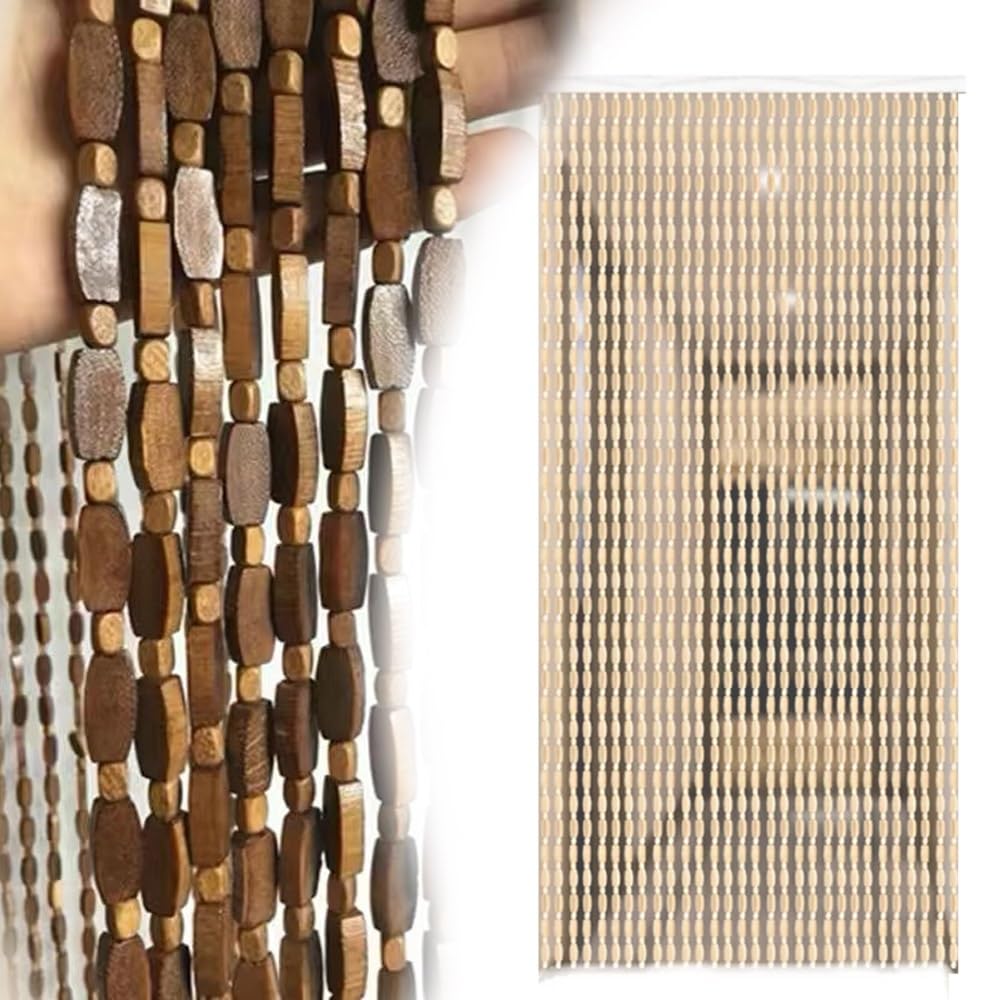 Bamboo Beaded Curtain For Doorway, Door Beads Curtains, 60x180cm 80cmx 200cm, 90cmx 200cm 100x210cm Beaded Curtains For Porch Bedroom Living Room Divider(Brown,90cmx 200cm)