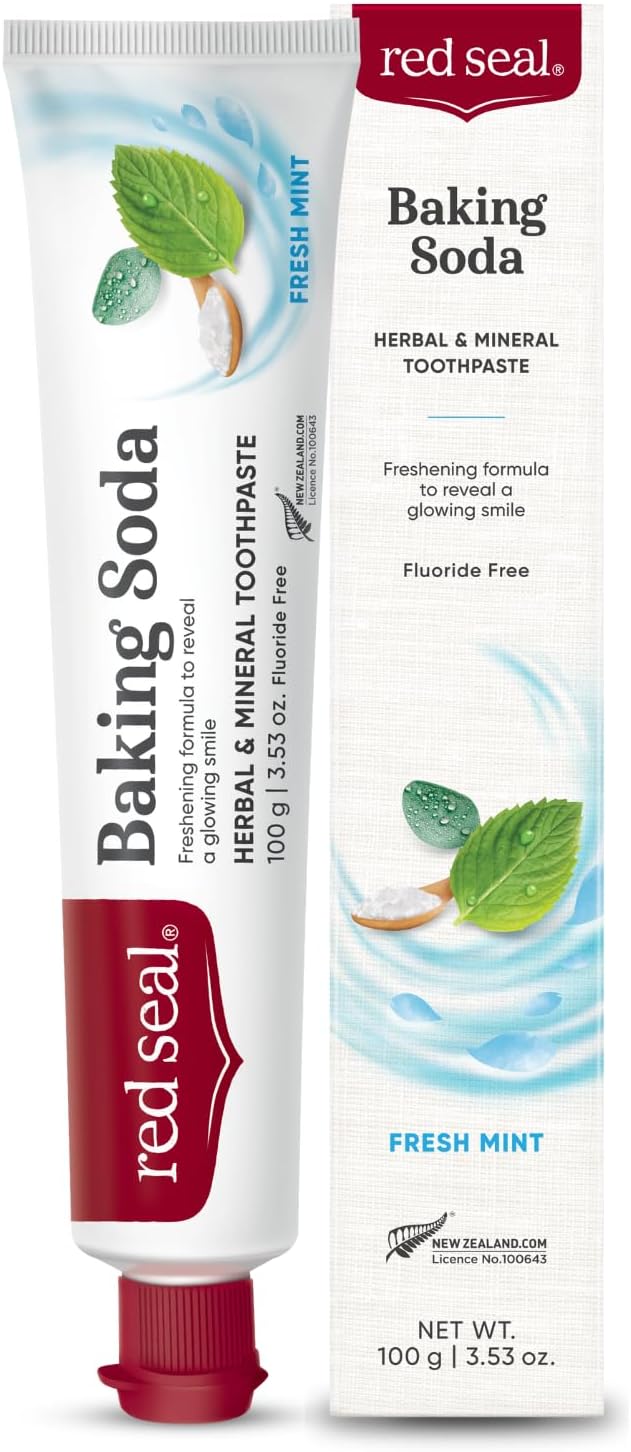 Red Seal Baking Soda Toothpaste – Neutralizes Plaque Acids, Nourishes, Protects Teeth & Gum Health Naturally & Cleans for Visibly Brighter Smile 3.5oz