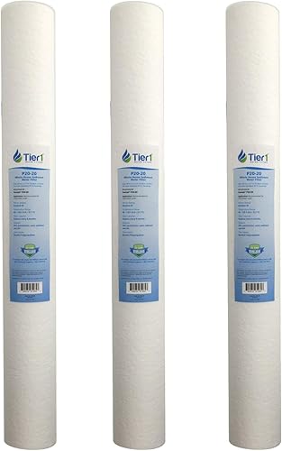 Miniatura 9 de Tier1 20 micrones, 20 pulgadas x 2.5 pulgadas, paquete de 2 cartuchos de repuesto de filtro de agua de sedimentos de polipropileno hilado para toda