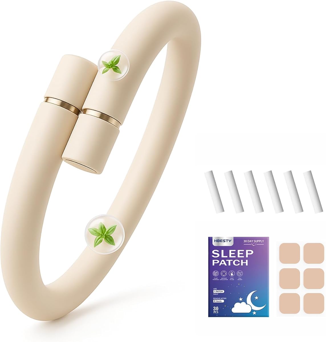 Natural Mosquito Repellent Bracelet with 6 Essential Oil Refills & Sleep Patches – DEET-Free, Long-Lasting Protection up to 180 Days, Waterproof Adjustable Band for Kids & Adults