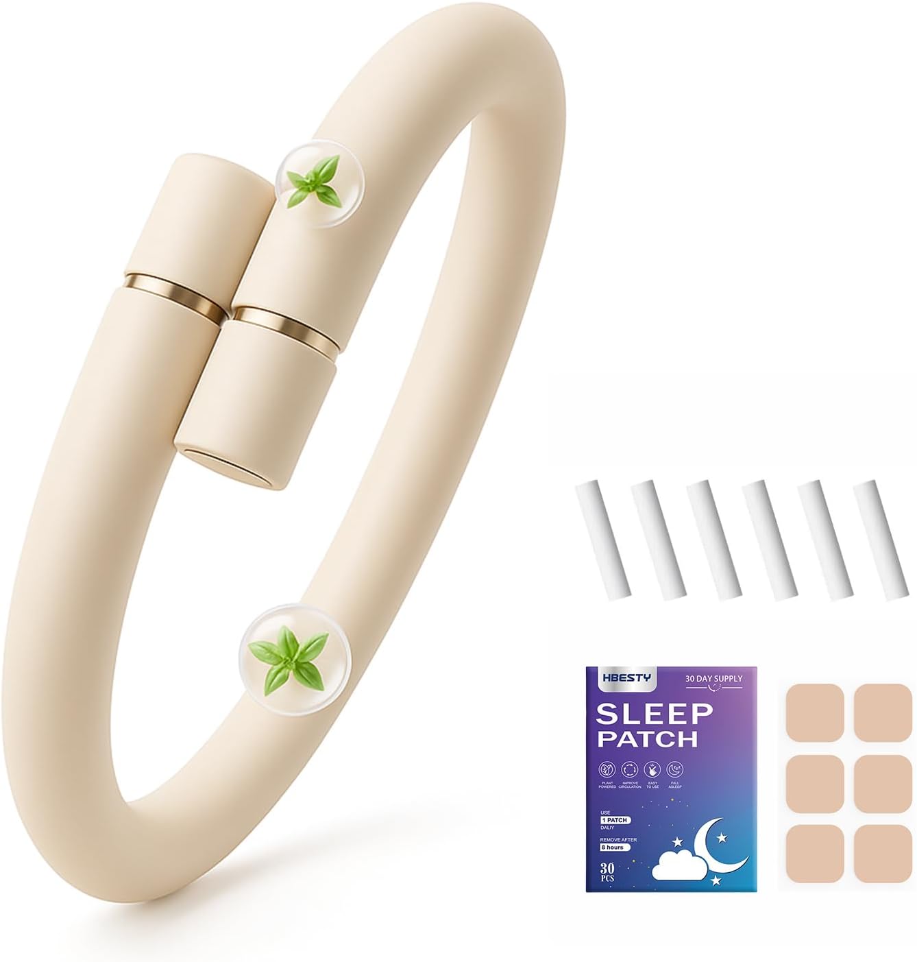 Natural Mosquito Repellent Bracelet with 6 Essential Oil Refills & Sleep Patches – DEET-Free, Long-Lasting Protection up to 180 Days, Waterproof Adjustable Band for Kids & Adults - Amazon product rated Grade B