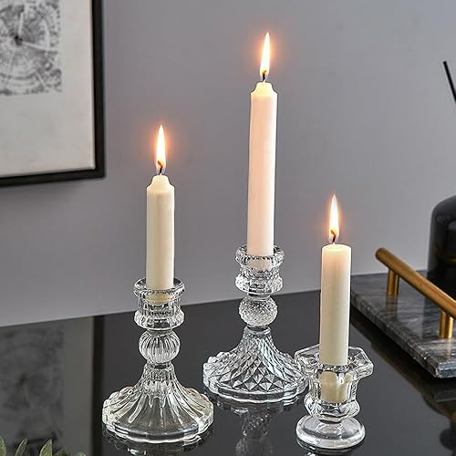 Miniatura 2 de Juego de 6 portavelas de cristal, candelabros cónicos para bodas, festivales, Navidad, fiestas, decoración de San Valentín, centros de mesa