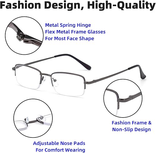 Miniatura 5 de Autojouls Lentes de lectura para hombres y mujeres, muy ligeros, con bisagra de resorte, lentes transparentes, gases para computadora