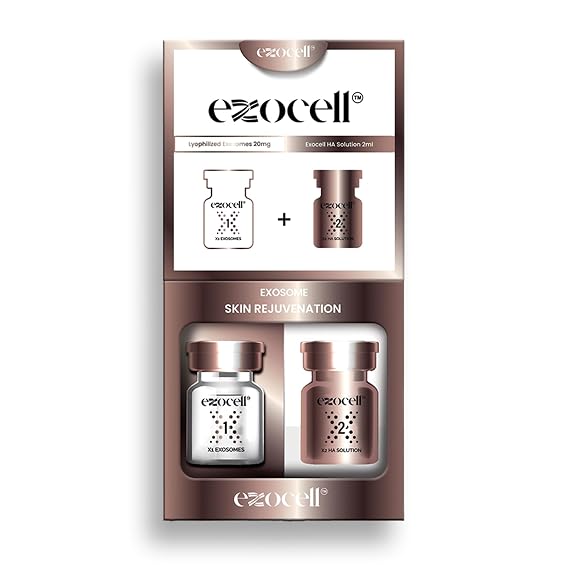 EXOCELL Exosomes for Skin Rejuvenation and Anti-Aging, 10 Billion Particles, 980K PPM, Korean Beauty Formula (X1 Exosomes + X2 HA Solution)