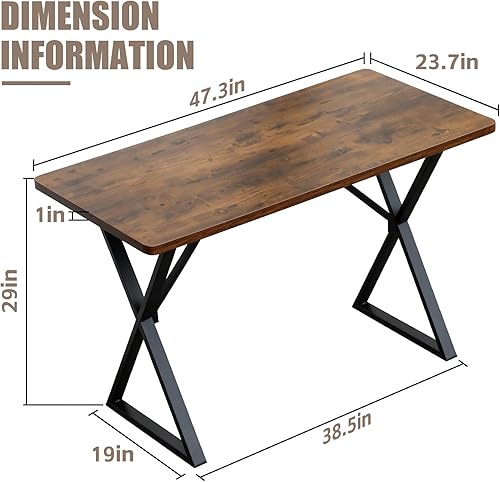 Miniatura 2 de Escritorio de oficina resistente de grado industrial para computadora con escritorio de 1 pulgada de grosor y marco de metal reforzado de 0.039 in,