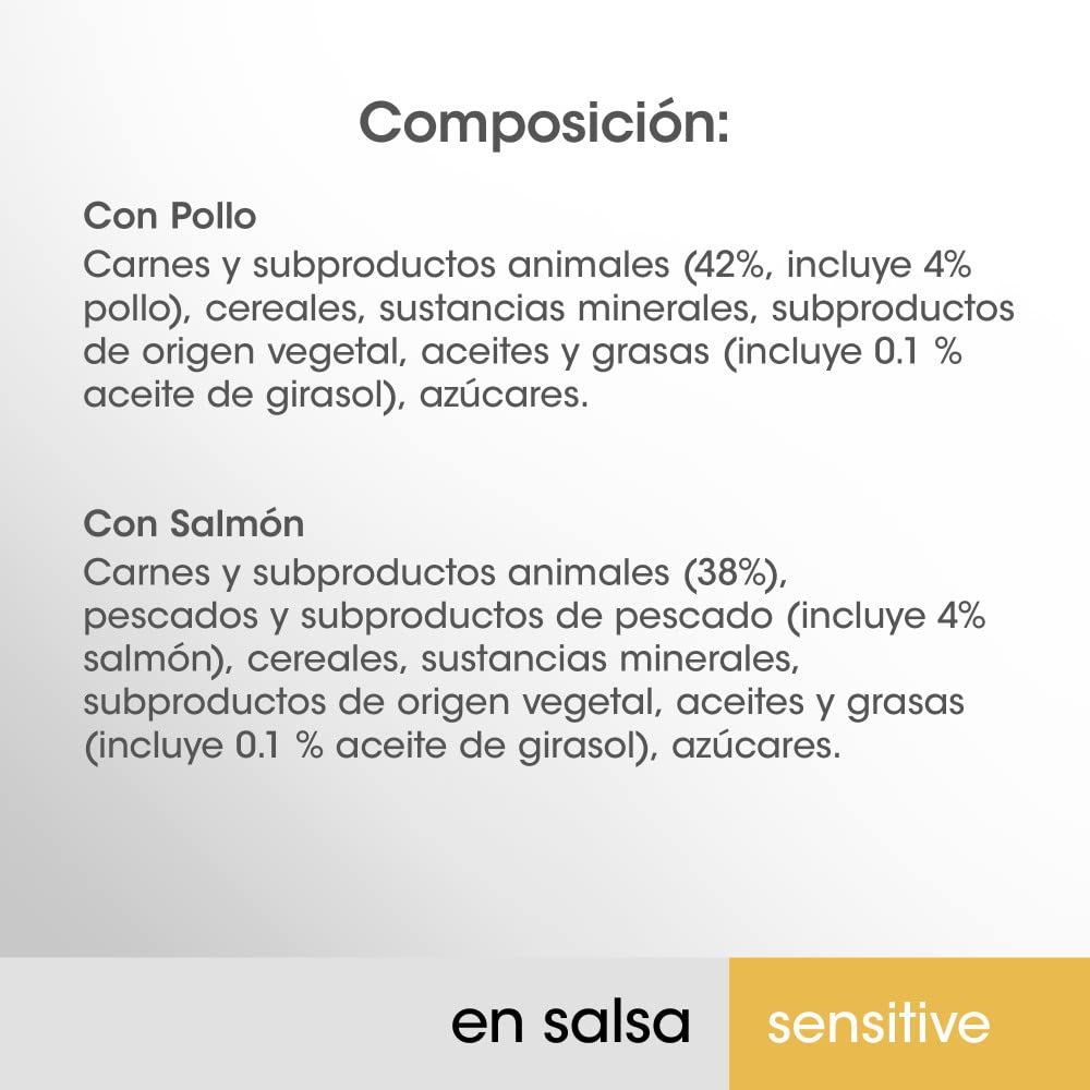 Mars Sensitive Comida Húmeda Natural para Gatos Adultos Sabor Pollo y Salmón (13 Paquetes x 4 Sobres x 85g)