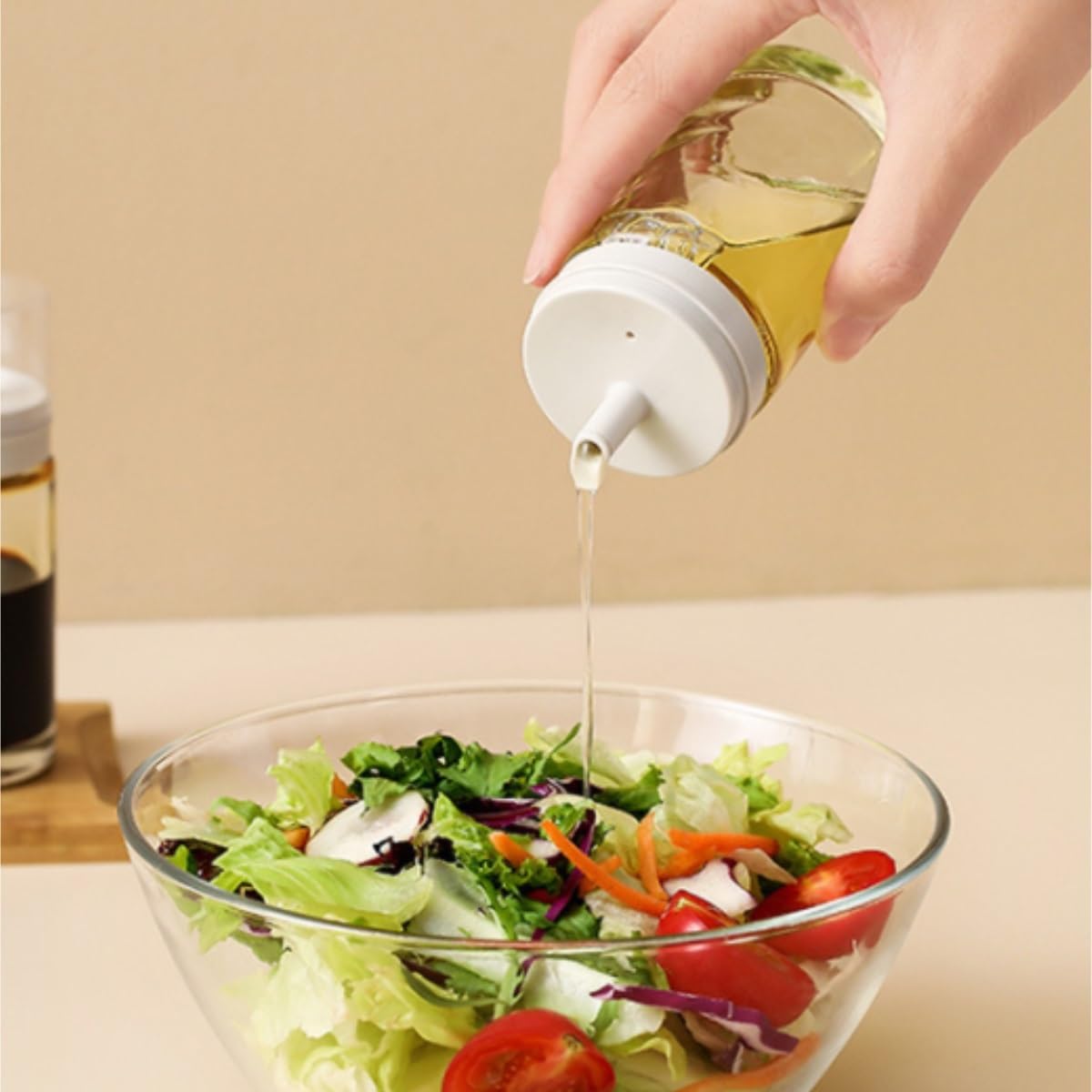 Dispenser per Salsa di Soia Bottiglia di Olio in Vetro da Cucina A Prova di Perdite, Bottiglia di Olio for Condimento con Aceto E Salsa di Soia, Set da 2 Pezzi Contenitore Dell'olio