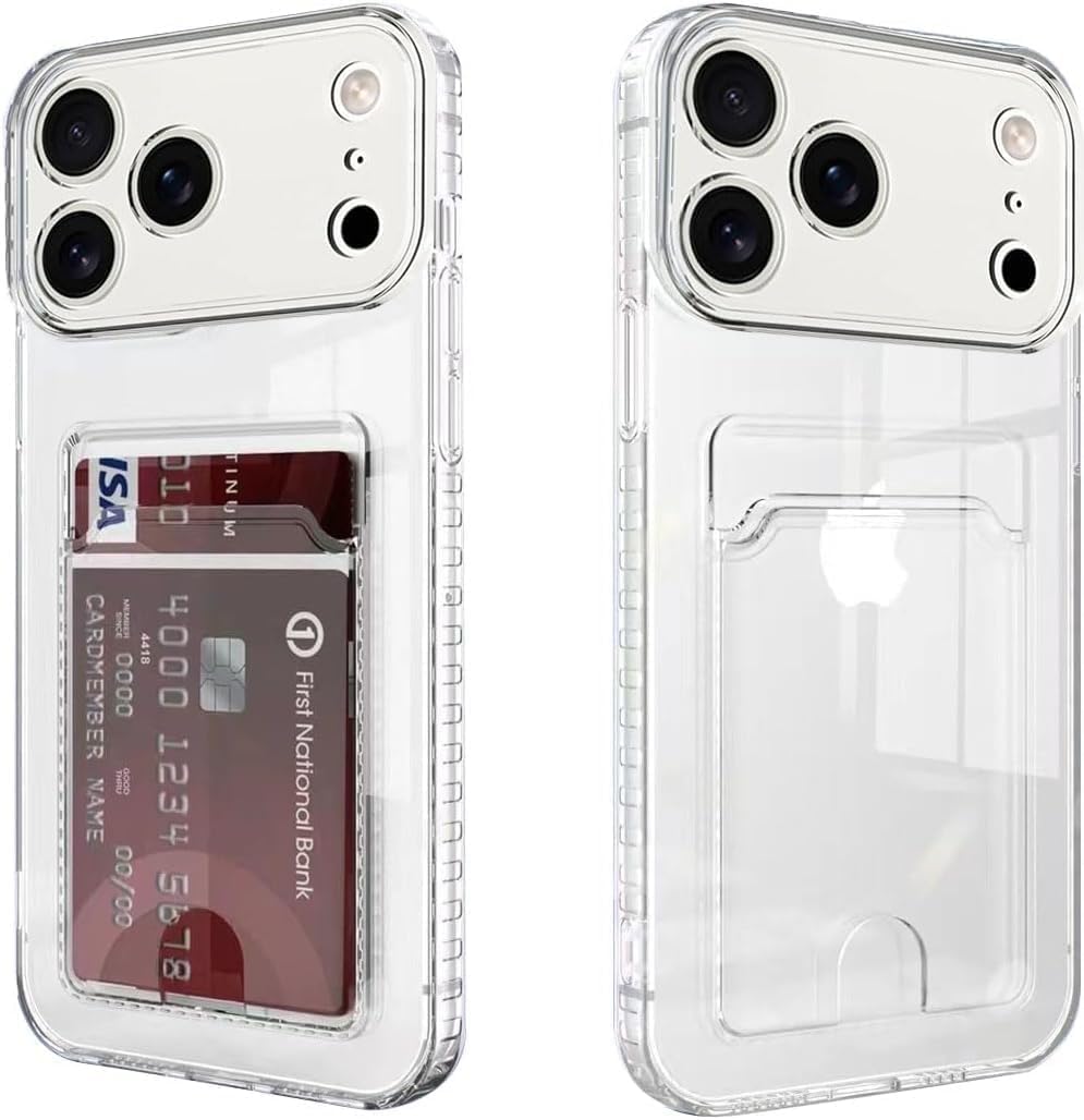 Case for iPhone 17 Pro with Card Slot, Transparent TPU Mobile Phone Case, Ultra Thin, Soft, Shockproof Protective Case, Bumper Cover