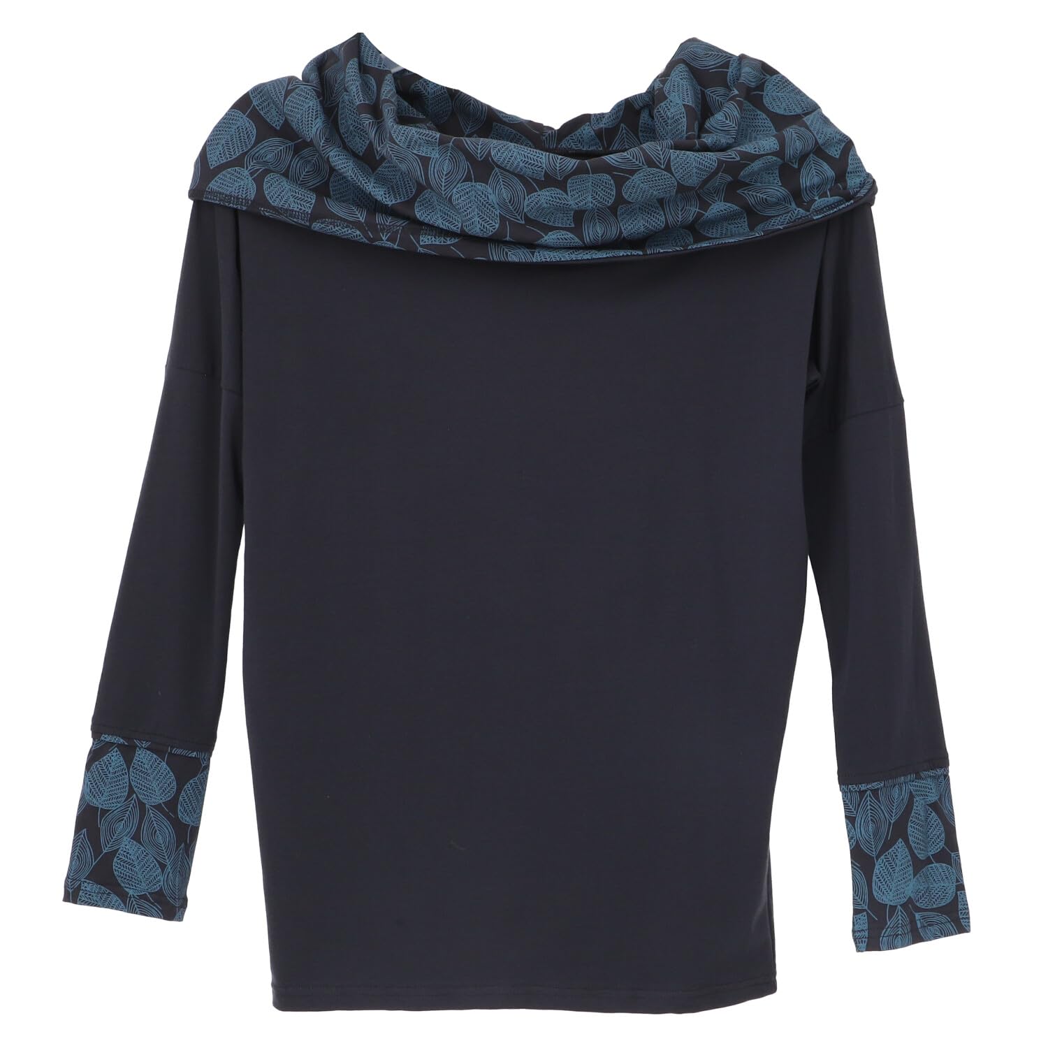 GURU SHOP Camiseta larga holgada de algodón orgánico, camiseta bohemia con capucha para mujer, azul oscuro, 40