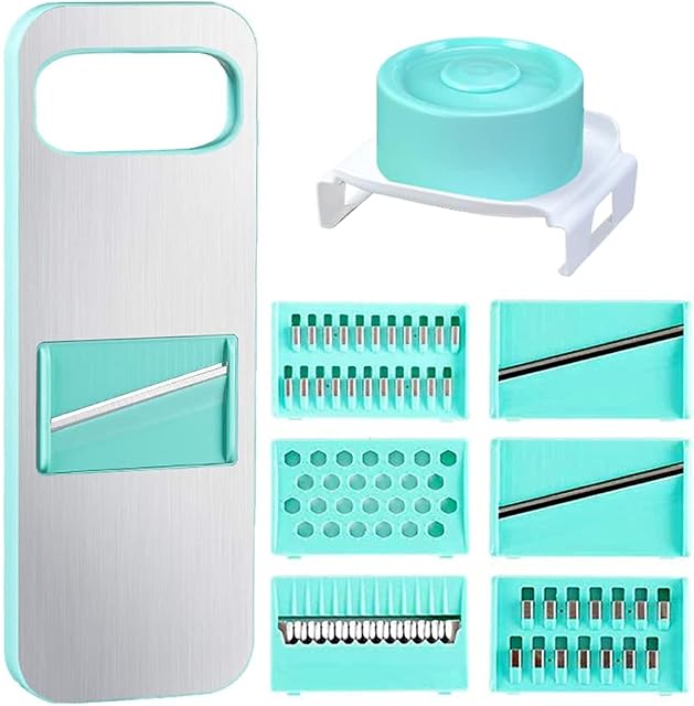Bugucat Vegetable Chopper, Vegetable Cutter Food Slicer Dicer, 6 Interchangeable Blades Set Veggie Slicer Manual Slicer Kitchen for Garlic, Cabbage, Carrot, Potato, Tomato, Fruit, Salad