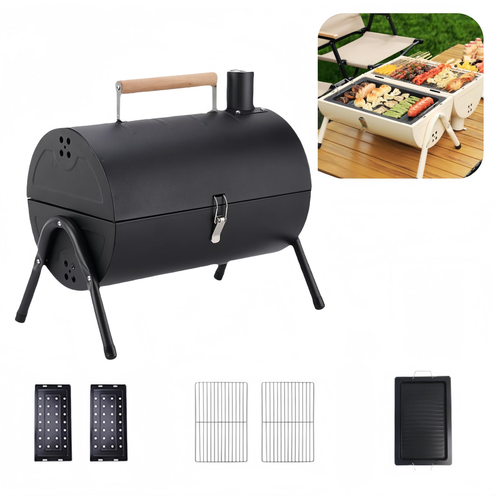 Amazon | xcbawzy ダブル面 ポータブル BBQコンロ 折りたたみ式