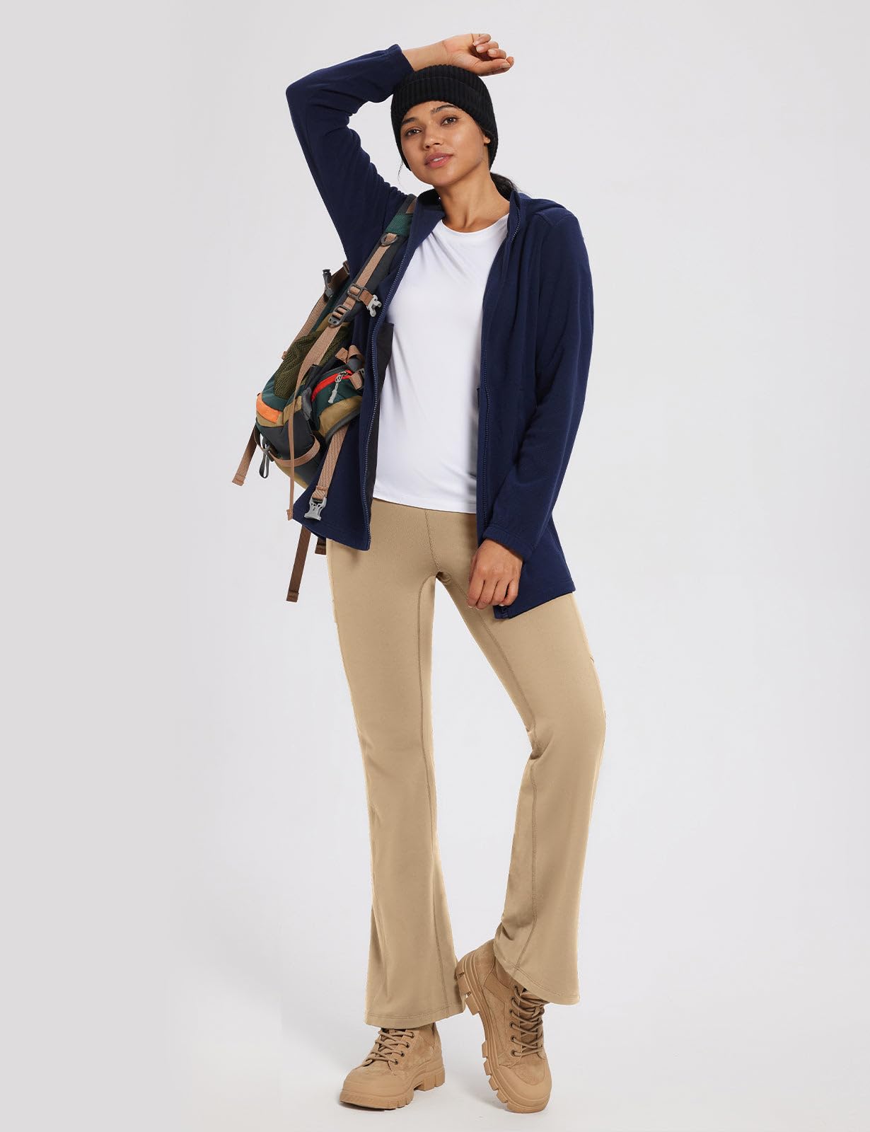 BALEAF Pantaloni da yoga da donna, in pile termico, foderati, a vita alta, a croce, pantaloni da jogging a gamba larga, pantaloni jazz, pantaloni rilassanti