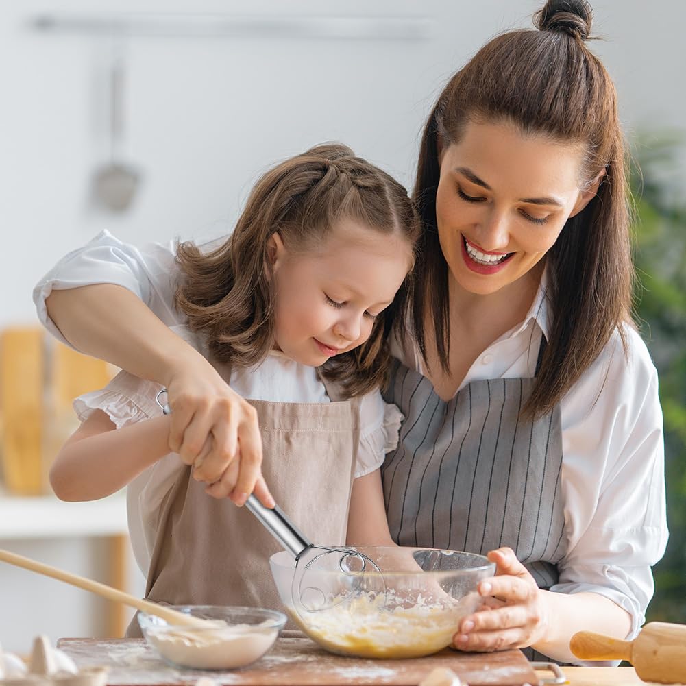 HOTUT Batidor Danés,Mezclador de Masa Manual,Batidora Danesa Manual,Batidor Manual de Huevos Profesional Acero Inoxidable,Barillas Batir Manual,Varillas Cocina para Hornear Pan Masa Galletas Pizza