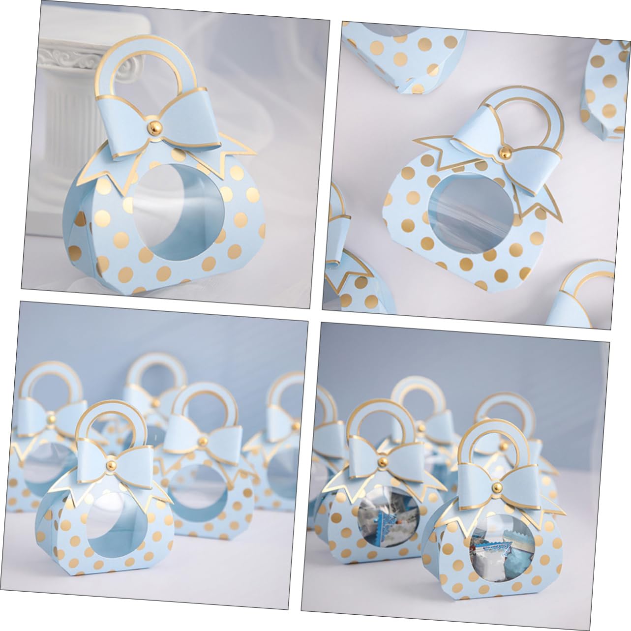 HAMPPLIES 50stücke Hochzeit Gastgeschenkboxen Mit Transparentem Fenster Und Schleifenband Für Partys Hochzeiten Und Süßigkeitenverpackungen Lang Lebendig Und Praktisch