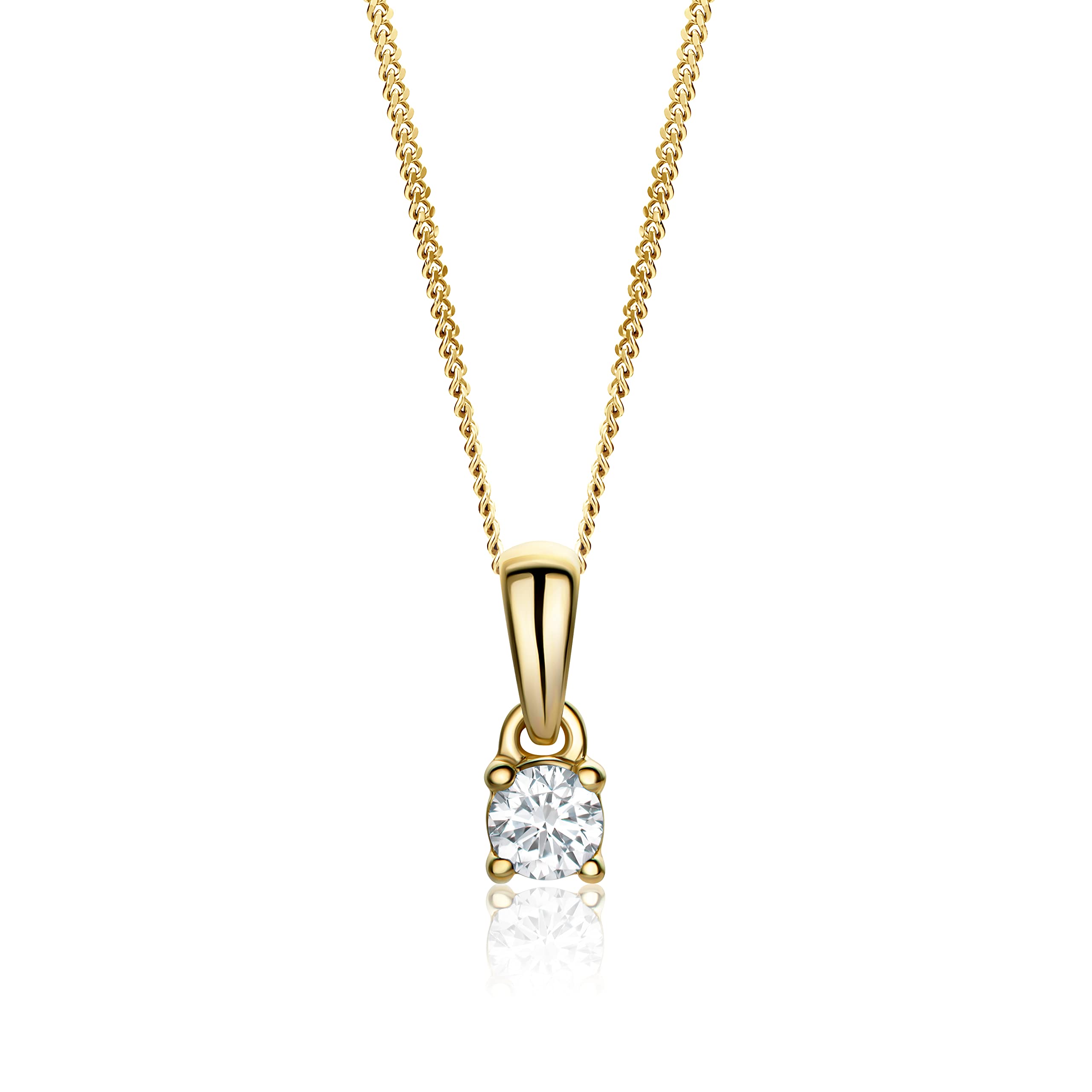 MIORE0.15 carat Diamond Necklace for Women, Solitaire Necklace in 14 carat 585 White Gold- Yellow Gold 45 cm chain with 4 prong pendant delivered in jewellery box