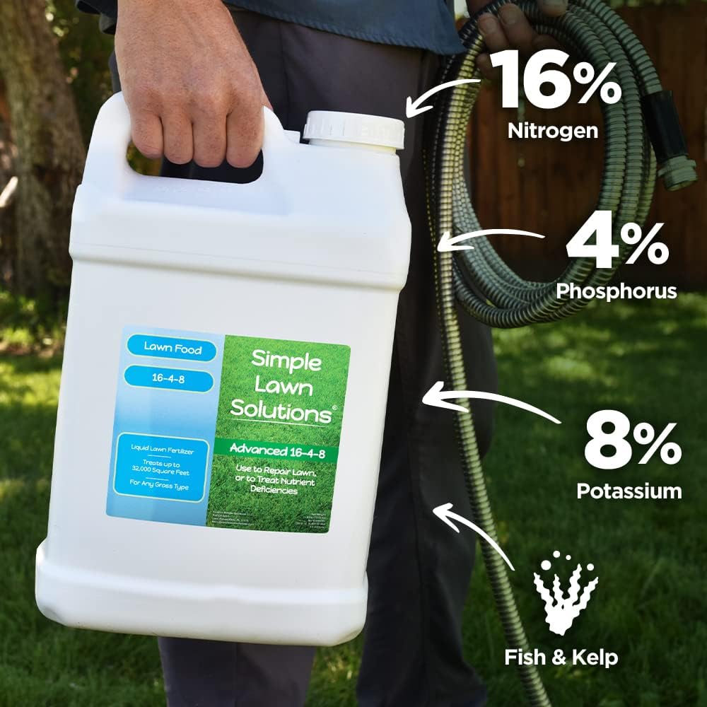16-4-8 Lawn Food (2.5 Gallons) and Lawn Energizer Nitrogen & Iron (2.5 Gallons) and Root Hume, Humic (2.5 Gallons) - Simple Lawn Solutions