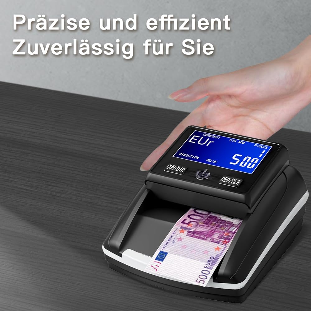 Banknotenprüfer & Geldzählmaschine 2in1 STANEW, Geldscheinprüfer für falsche Euro-, Pfund-, Dollarscheine, Kompakt für Jederzeit und überall