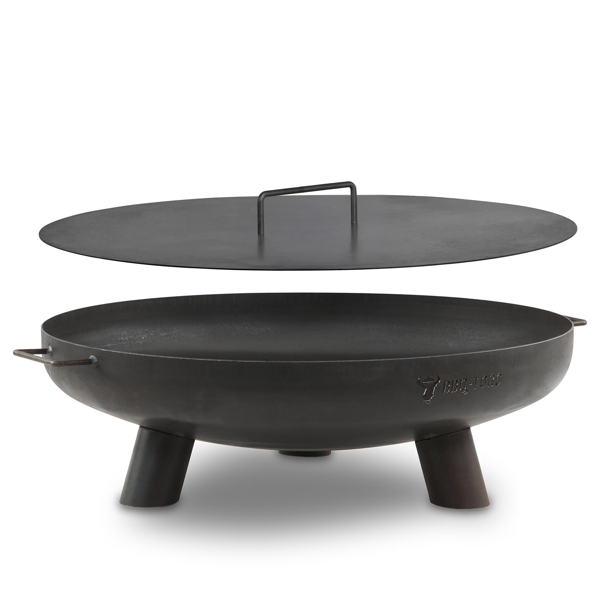 BBQ-Toro Brasero Ø 70 cm avec Couvercle | Noir | Foyer extérieur avec Trois Pieds et Deux poignées | Brasero de Jardin, Vasque à feu, Fire Pit, Fire Bowl, Foyer terrasse