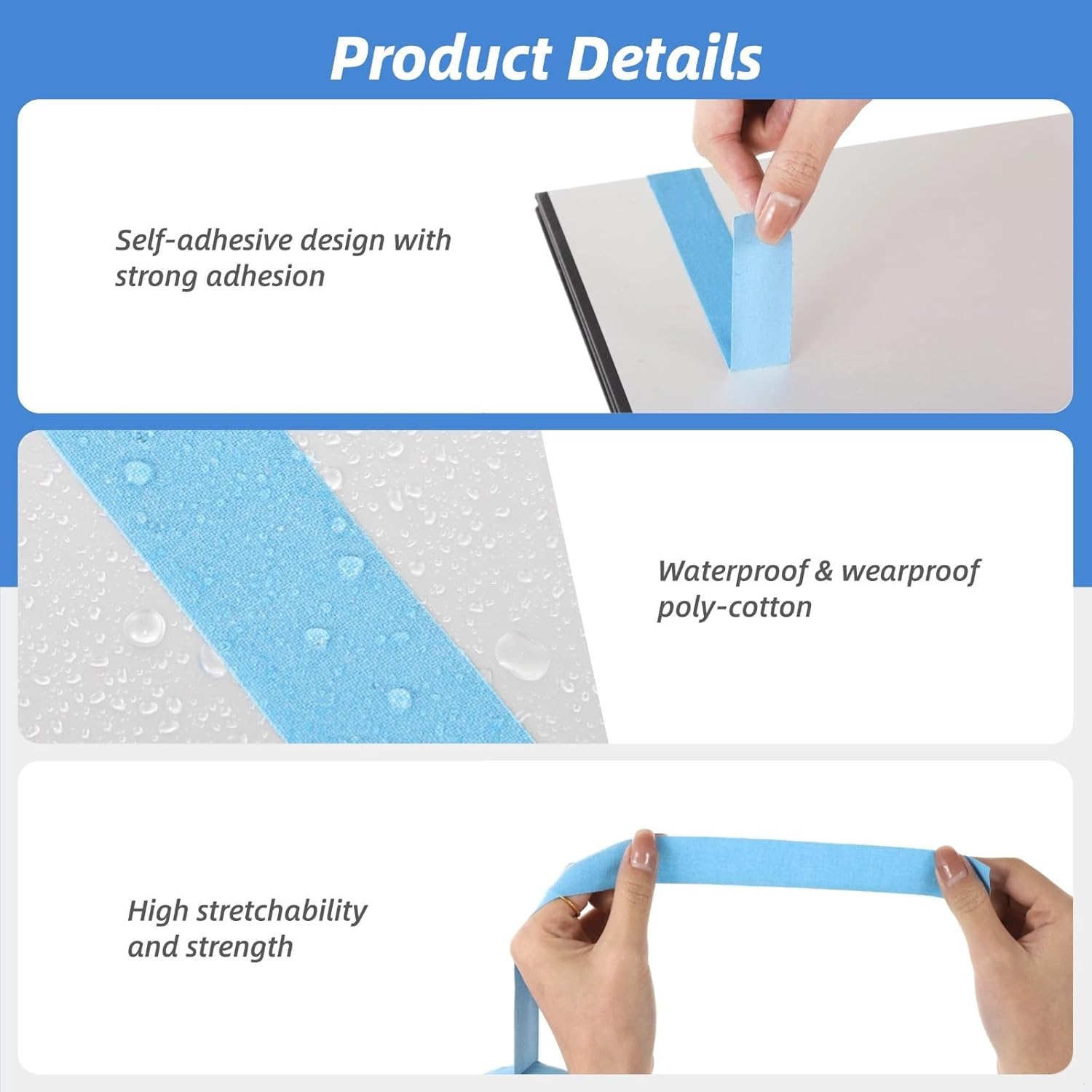 10 Rolls of Multi-Use Hockey Tapes, Non-Slip Lacrosse Stick Wraps, Adhesive Polyester-Cotton Shin Pad Wrappers, 1 X 27.3 Yards Per Roll, Ideal for Sports Equipment