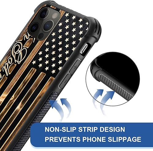 Miniatura 7 de DAIZAG Funda compatible con iPhone 13, diseño de bandera de grano de madera de línea roja para iPhone 13, funda de protección a prueba de golpes y