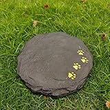 Circular Dog Cat Pet Animal Tombstone Decoration Personalized Pet Commemorative Stone Garden Tombstone Ornament (Black)