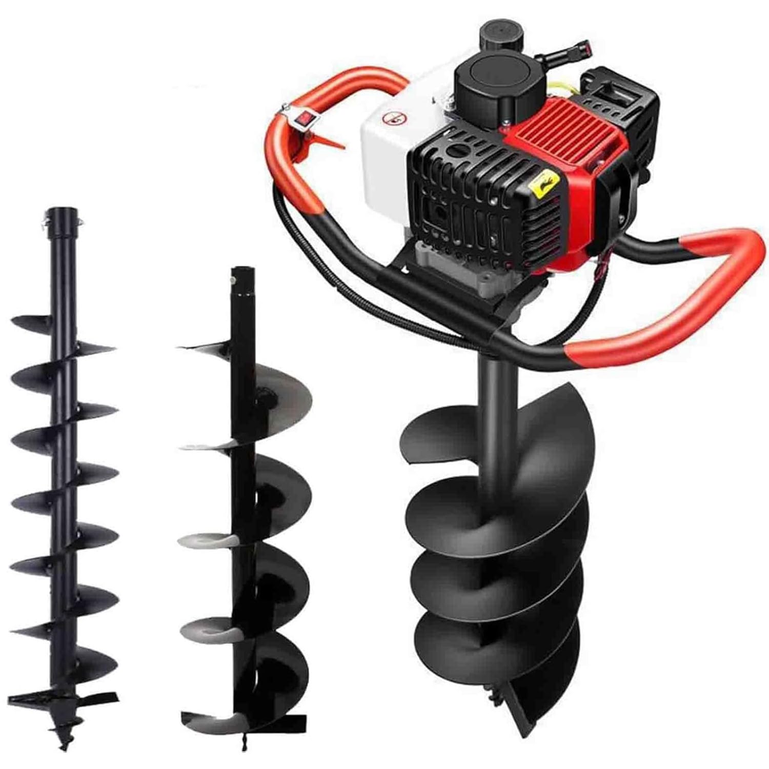 Trivella a Scoppio 199cc 5CV Motore 4 Tempi,con 3 Punte,Mototrivella per Trapano a Terra, Robusta e Duratura,per Installazione Recinzioni, Orti, Giardini e Lavori Professionali 8/10/12cm