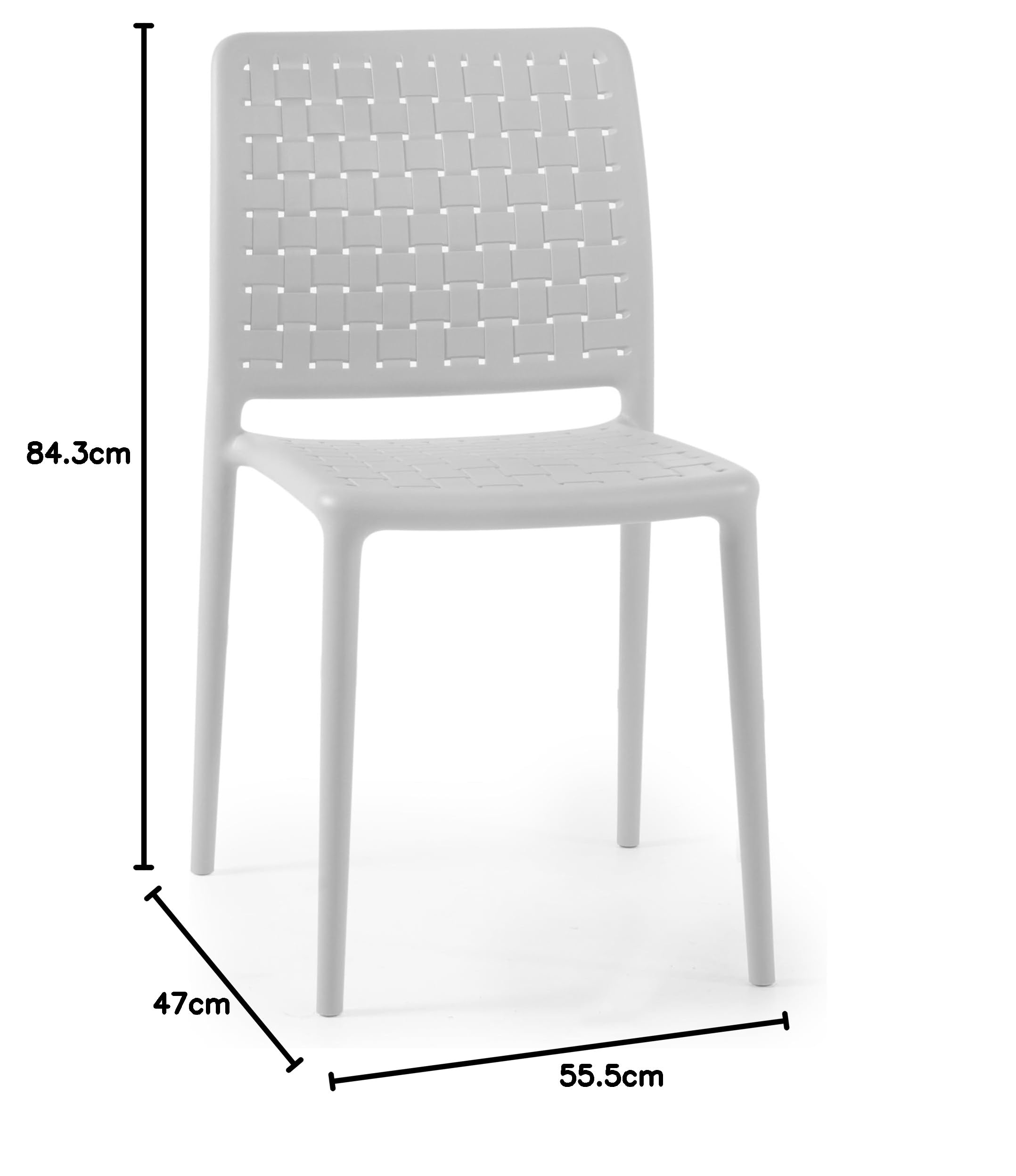 PAPATYA 1er Set Gastro Stuhl für Café Restaurant Bistro - Küchenstühle Gartenstühle - stapelbarer Kunststoffstuhl für Terrasse Außenbereich - wetterfester belastbar bis 200 kg - Fame S, Weiß