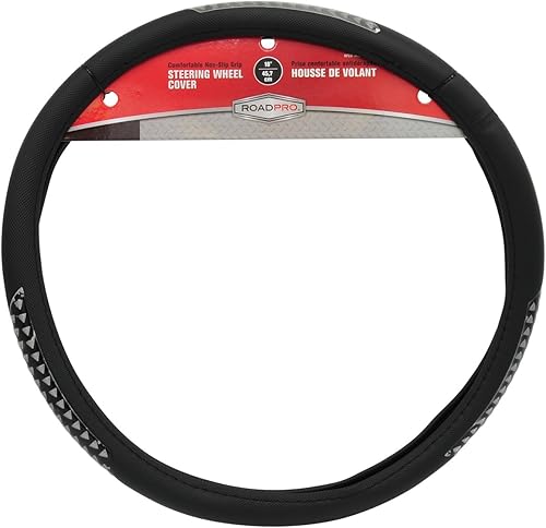 Miniatura 3 de RoadPro 18 Pulgadas Funda Masajeadora para Volante RPSW-3002 de Piel Sintética Negra para Semicamión, Se Ajusta a RV y Plataformas Grandes - Negro