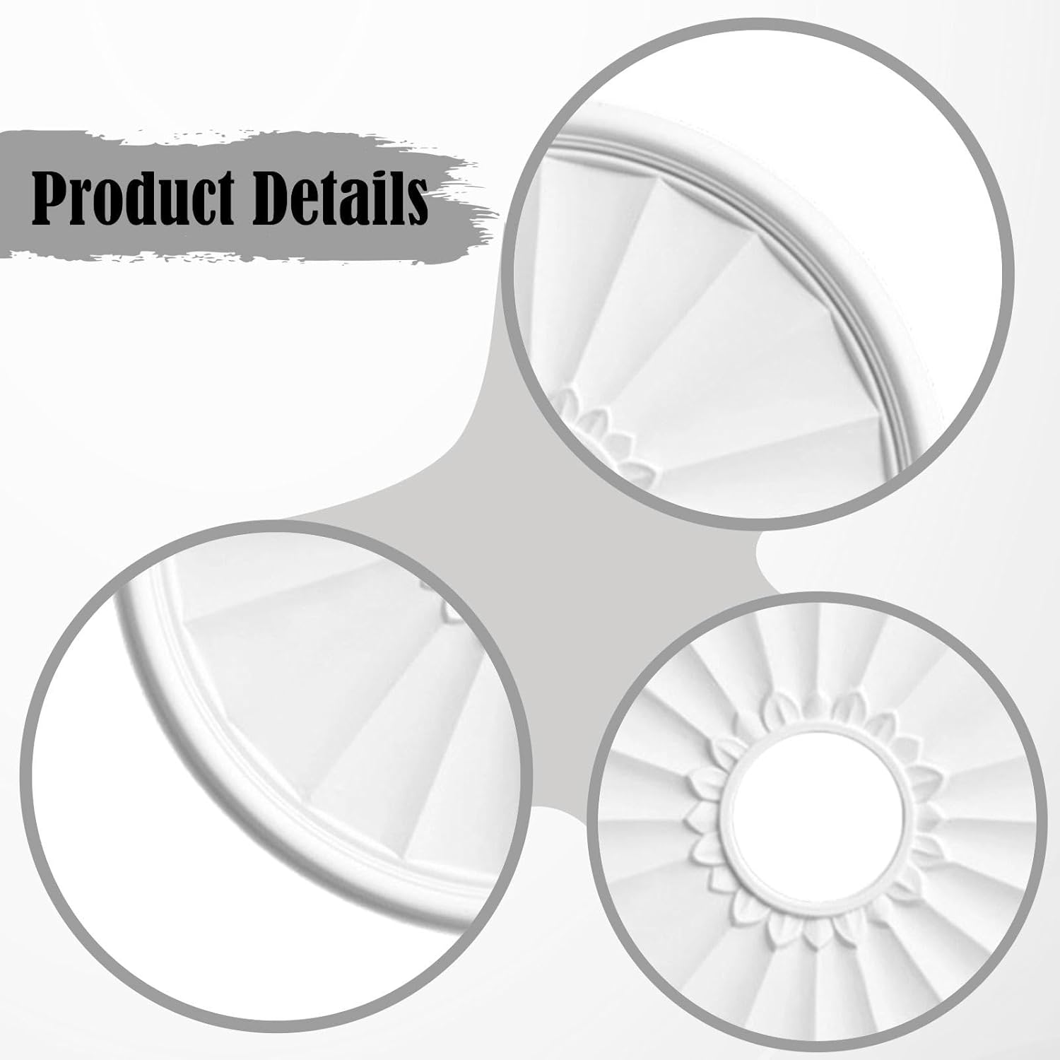 PU Ceiling Medallion Decorative Plate Replacement Elegant Round for Light Fixtures for Restaurant Bedroom Home, Dia 40cm Thick 2.5cm