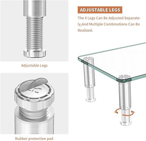 Miniatura 3 de Elevador de monitor de computadora con altura ajustable para múltiples medios de escritorio y estante superior soporte de montaje para TV de 12