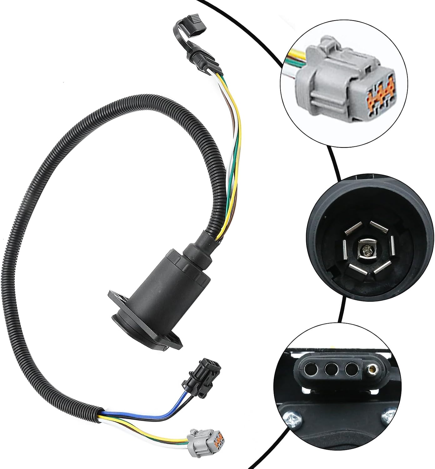 4-Flat 7-Way Plug Trailer Wiring Harness, Replacement for Nissan Frontier Pathfinder Xterra 2005-2023, Replacement for Suzuki Equator 2009-2012