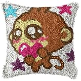 Amiiba Love Monkey 2 - Kit de almohada preimpresa, adecuado para reducir el estrés para adultos y principiantes, juego de funda de almohada para decoración del hogar, sofá, idea de regalo, 17 x 17