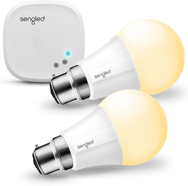 Sengled Element, Dimmable LED Bayonet Works, Echo, Google Assistant, Alexa Hub Lighting Starter Kit, B22 (2 Bulbs + 1 Smart Bridge), Classic