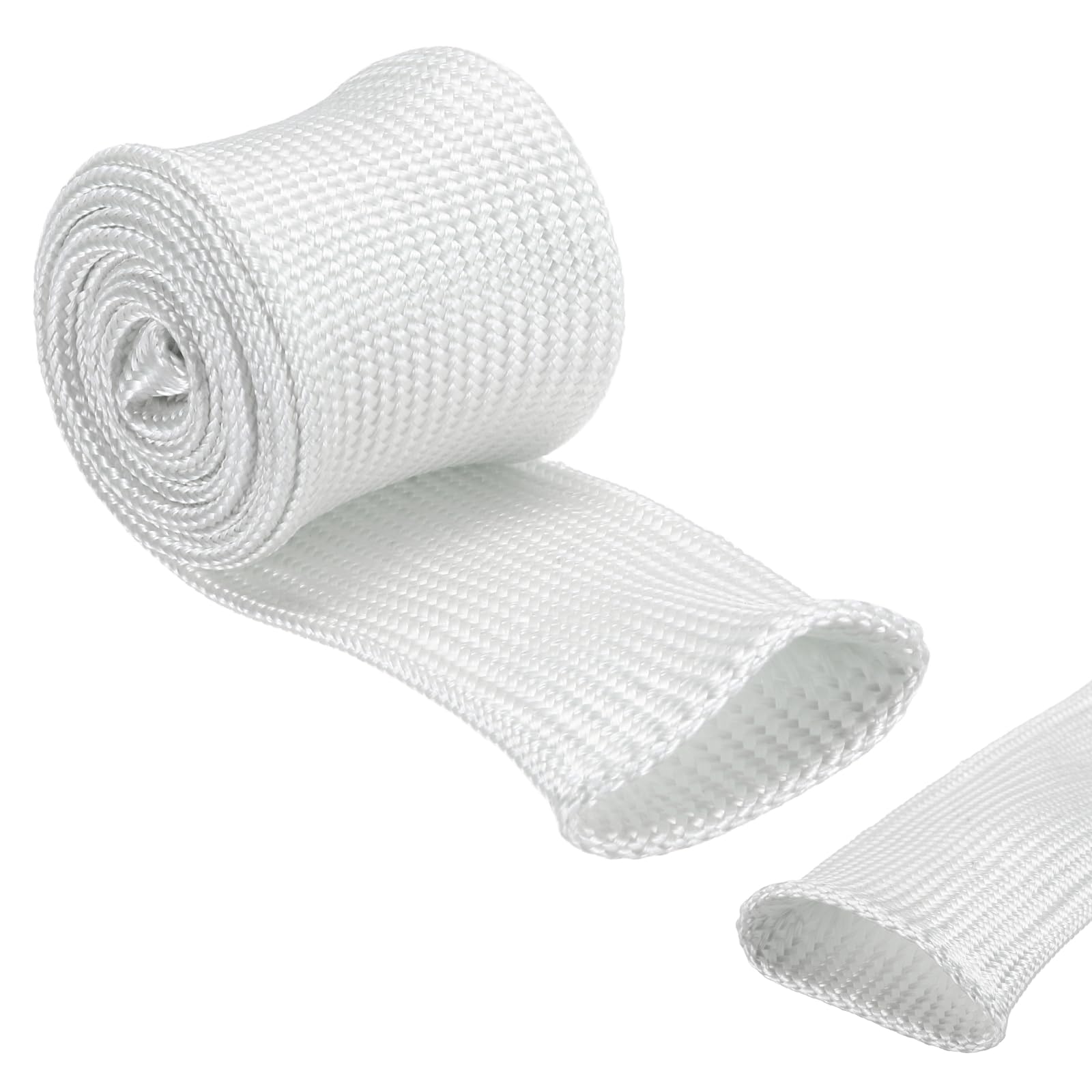 sourcing map Insulation Cable Protector,30mm/1.18 Inch-1m/3 Feet High TEMP Fiberglass Sleeve White