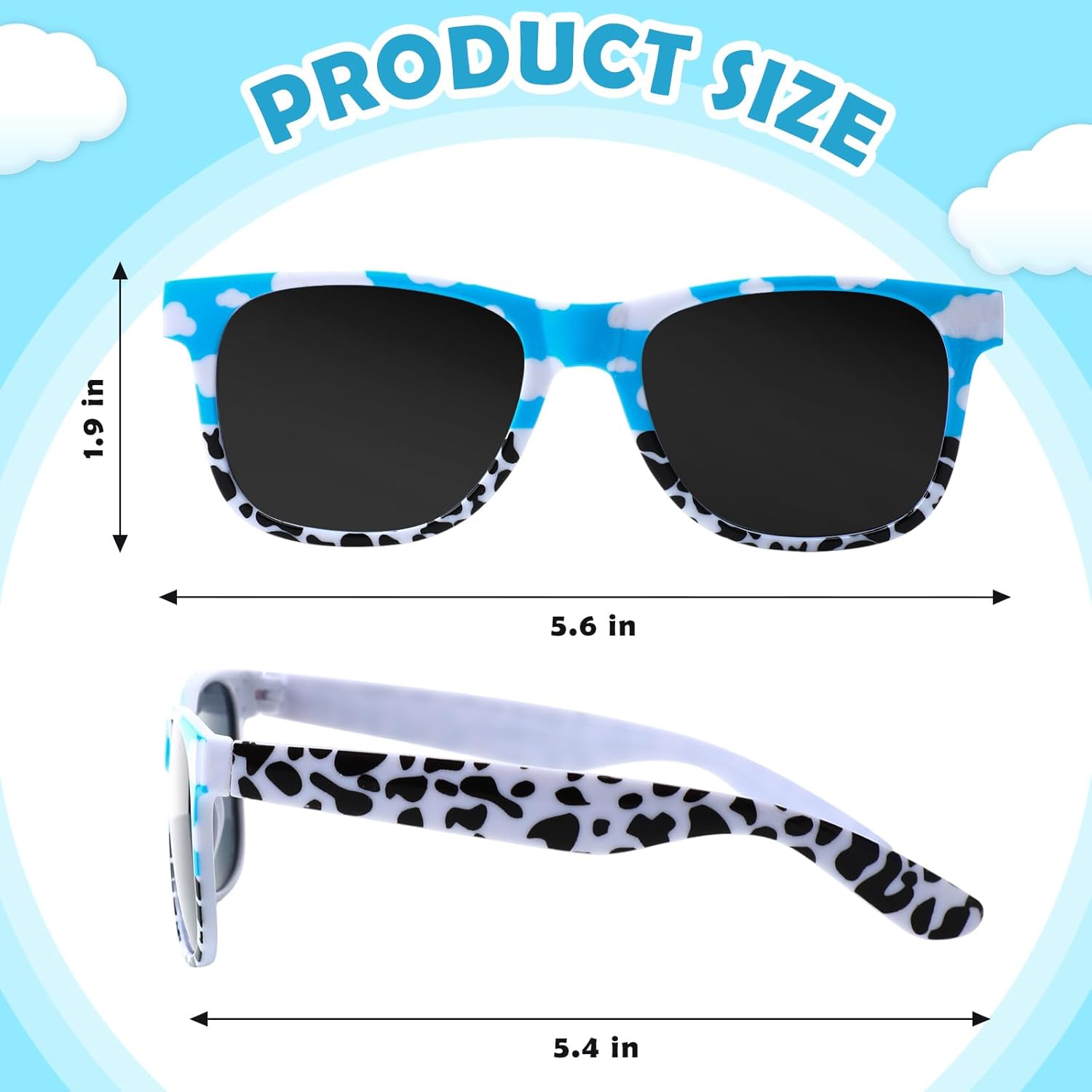 12 Sets Cartoon Farm Party Favors Includes Cow Pattern Party Gift Boxes Blue Sky White Cloud Sunglasses DIY Christmas Birthday Supplies