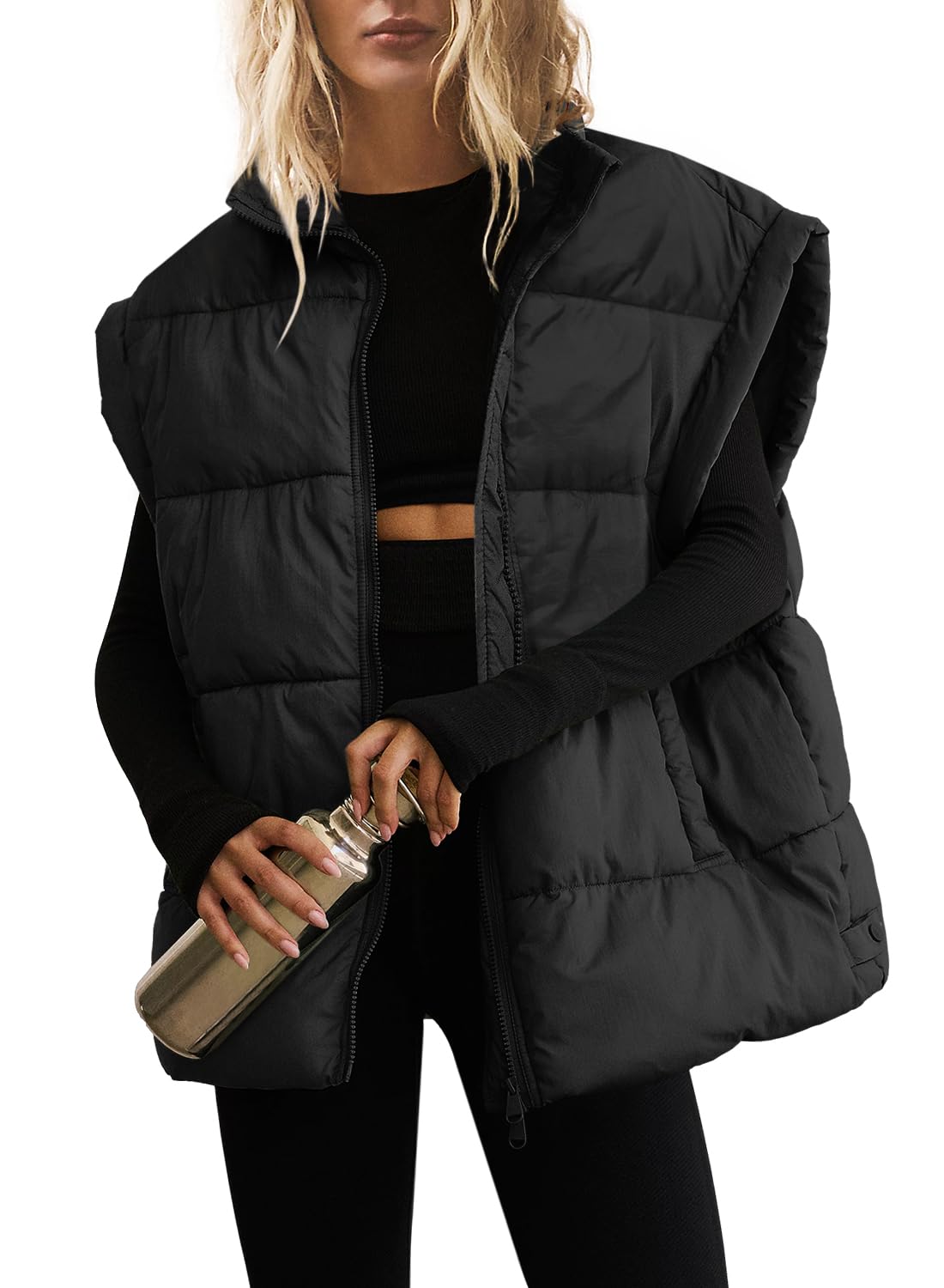 SENSERISE Womens Oversized Puffer Vest Quilted Vest Lightweight