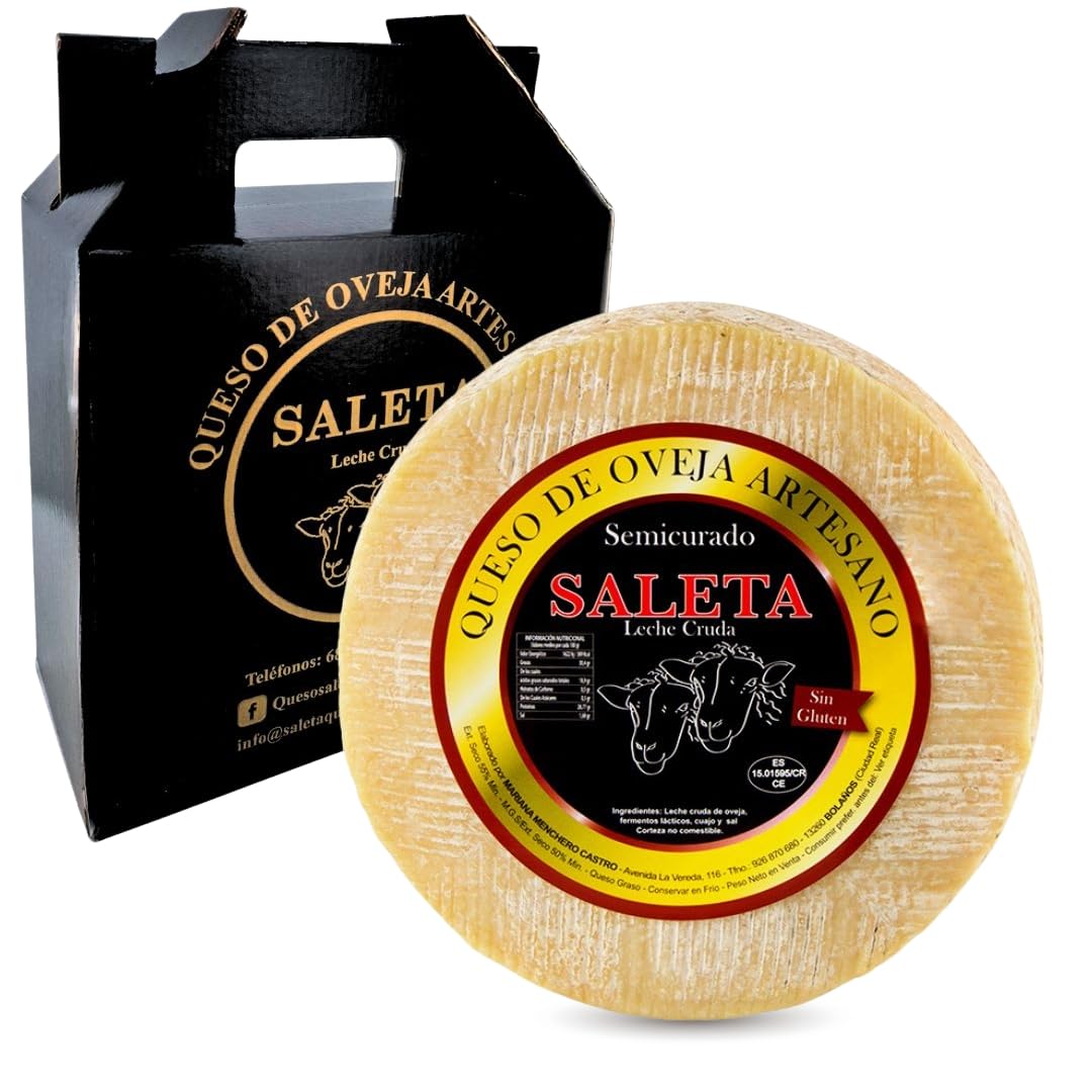 SALETA® Queso Semicurado Entero de oveja Gourmet (3 Kg) | Elaboracion Artesana Quesos de La Mancha | Quesos de leche de oveja — view 9
