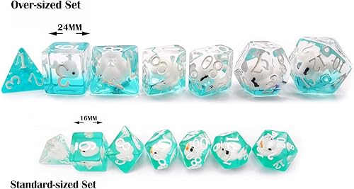 Miniatura 4 de Bescon Juego de dados de animales DND de gran tamaño de delfín, 7 piezas de delfín poliédrico D&D, dados de gran tamaño para mazmorras y dragones