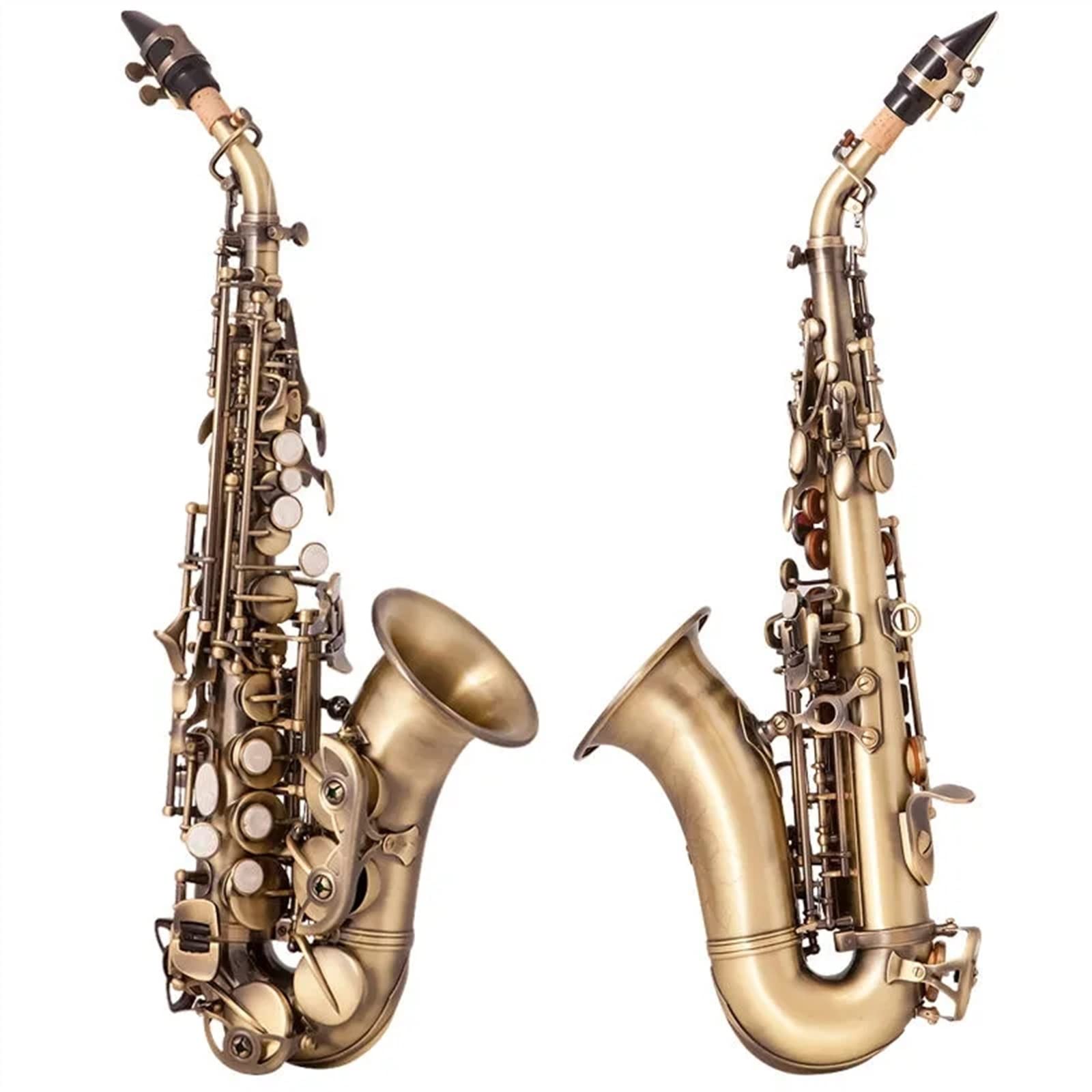 Saxofones Saxofón Curvo B-Bend Mate Antiguo, Instrumento De Saxofón Artesanal Cepillado