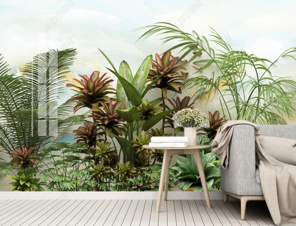 Papier peint intissé paysage tropical facile à poser pour masquer un mur