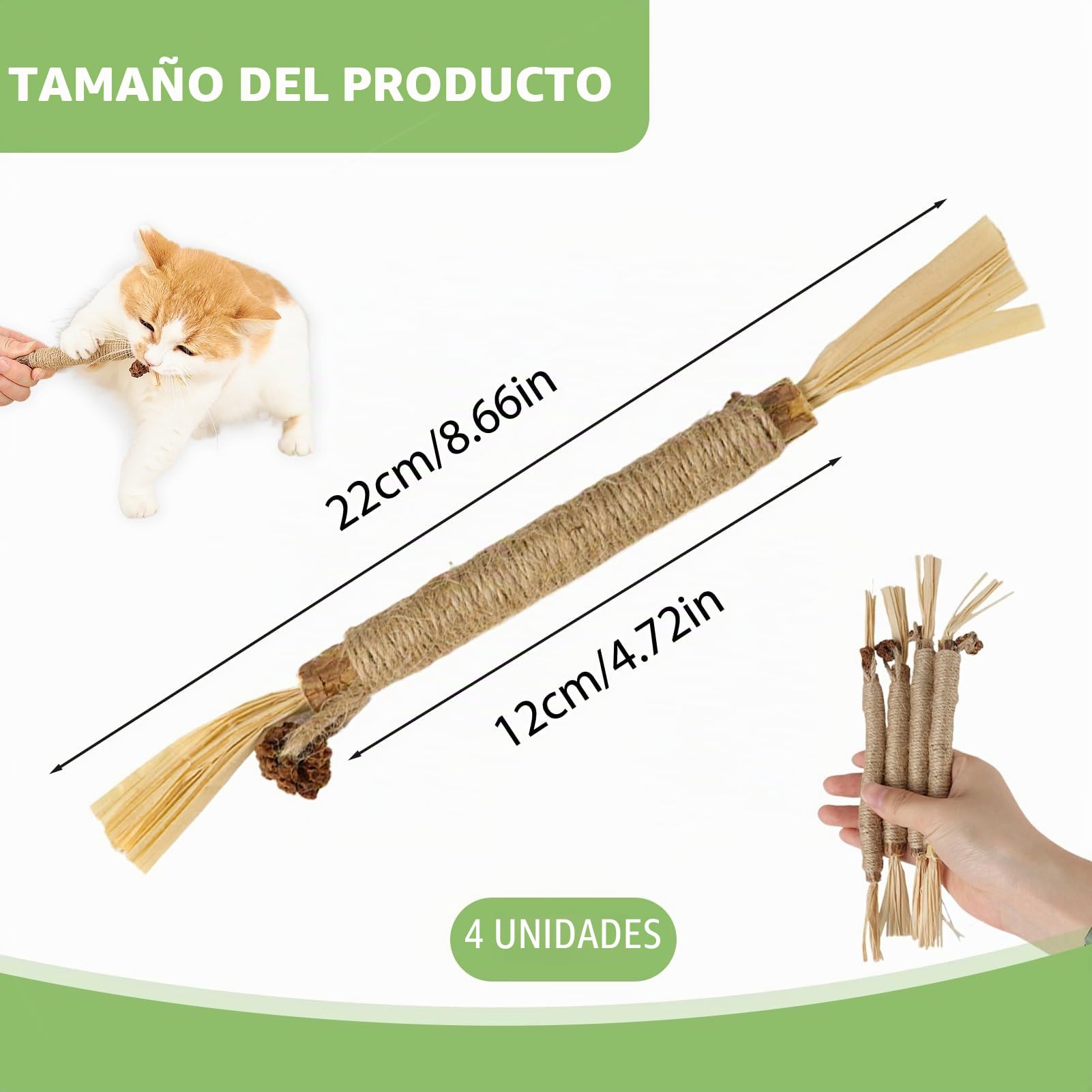 4 piezas de palitos masticables para gatos, juguetes de higiene bucal, cuidado dental, ayuda a eliminar el sarro y el mal aliento, salud e higiene dental